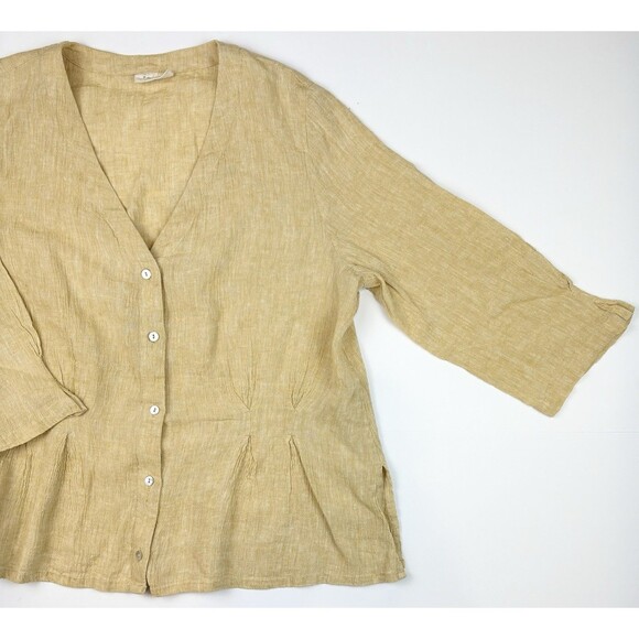 Poetry Lagenlook Women's Beige Jacket Blazer Linen Natural Coastal Luxury, Sz 12 - Picture 2 of 9